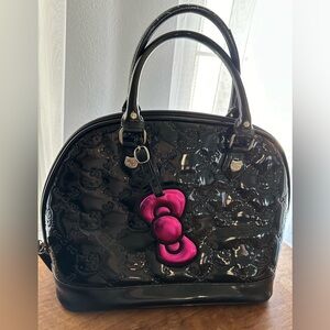 Loungefly Hello Kitty Embossed Black Patent Logo Embossed  Purse